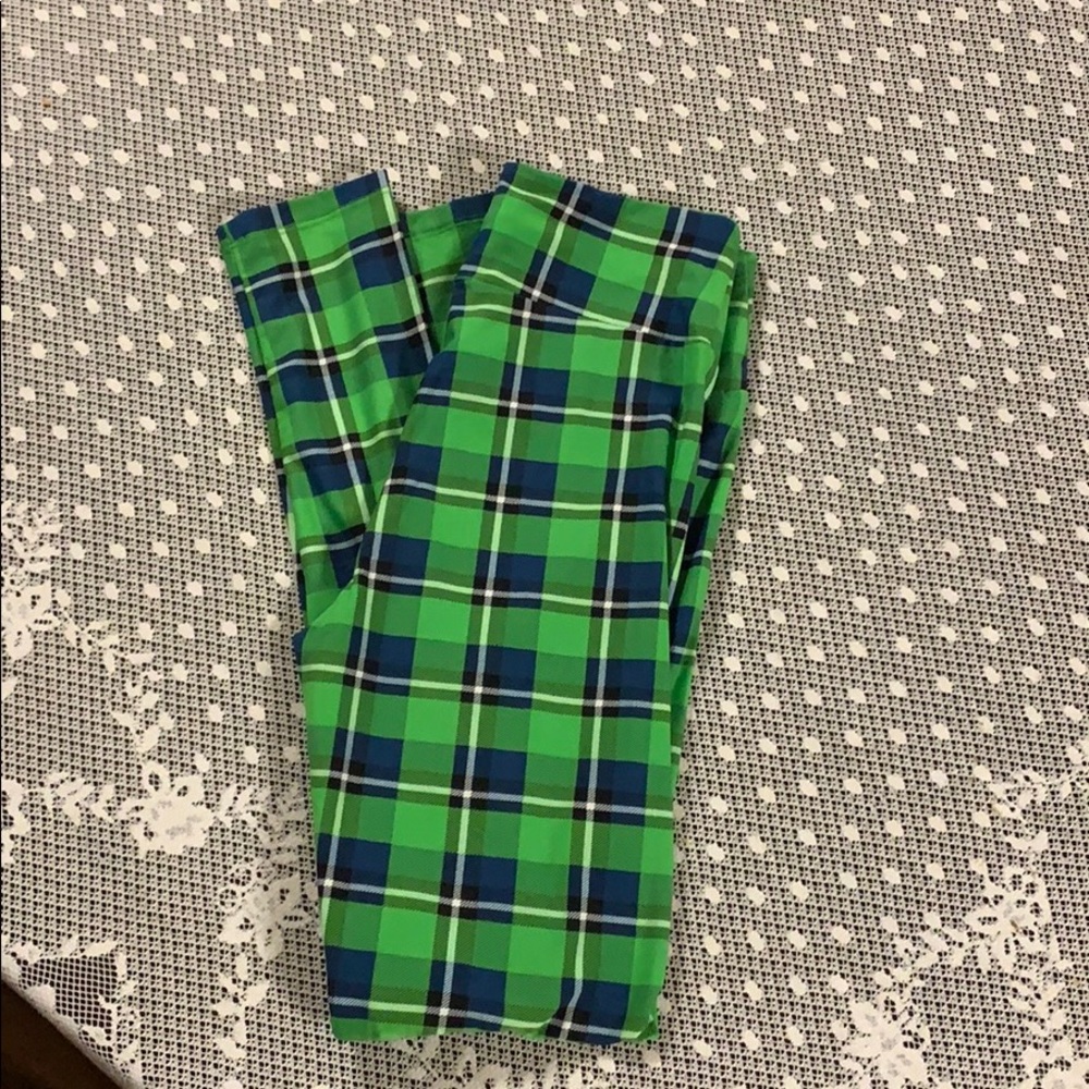 Lularoe green plaid leggings one size fits all